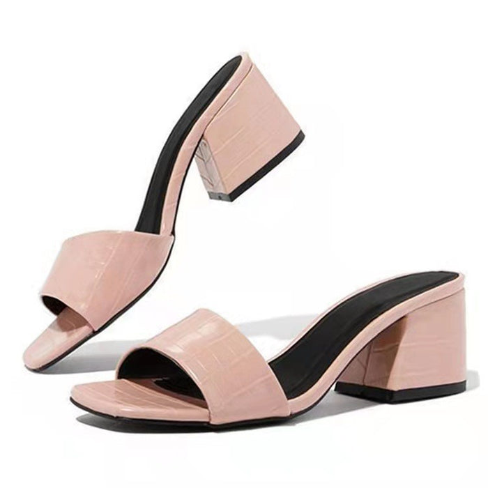 Jewelry WholesaleWholesale square head one-line thick heel plus size sandals JDC-SD-Mingx002 Sandal 明轩 %variant_option1% %variant_option2% %variant_option3%  Factory Price JoyasDeChina Joyas De China