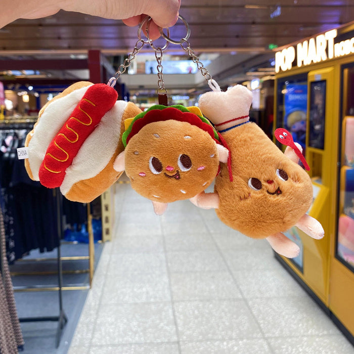 Wholesale Keychain PP Cotton Cute Burger Hot Dog Drumstick Plush Pendant JDC-KC-XiongY001