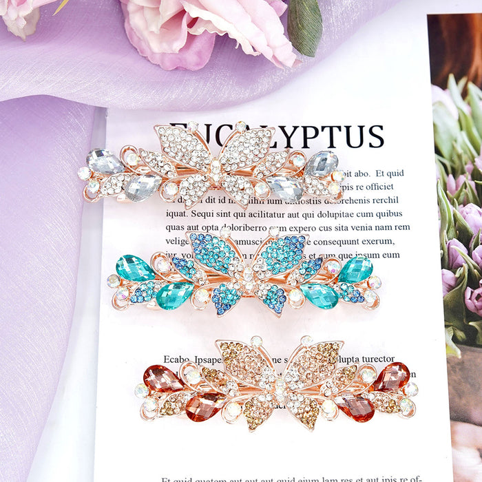 Wholesale Hair Clips Alloy Rhinestone Crystal Butterfly Spring Clip MOQ≥2 JDC-HC-HG011