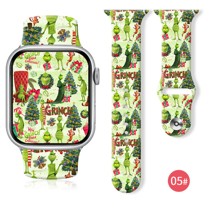 Wholesale Cartoon Christmas Silicone Strap Suitable for Apple Watch Strap JDC-WD-NuoQi004