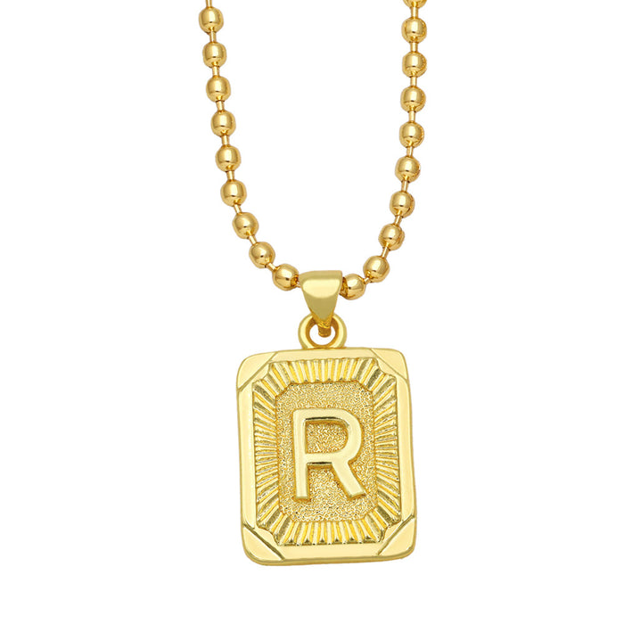 Wholesale Fashion Versatile 26 English Alphabet Necklaces Plated 18K Gold Square Letters JDC-NE-AS586