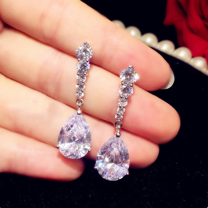 Wholesale white zircon Drop Earrings JDC-ES-ery005