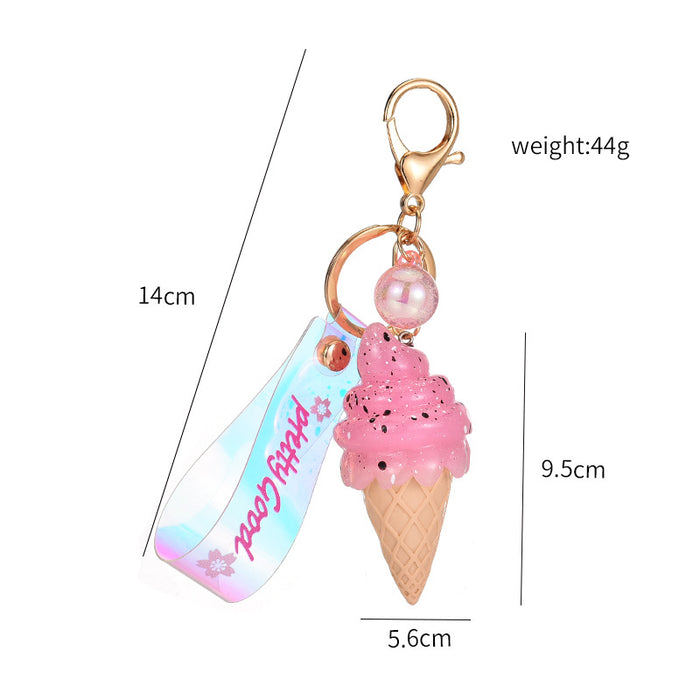 Wholesale Keychains Resin Cute Ice Cream With Lights JDC-KC-WAN036