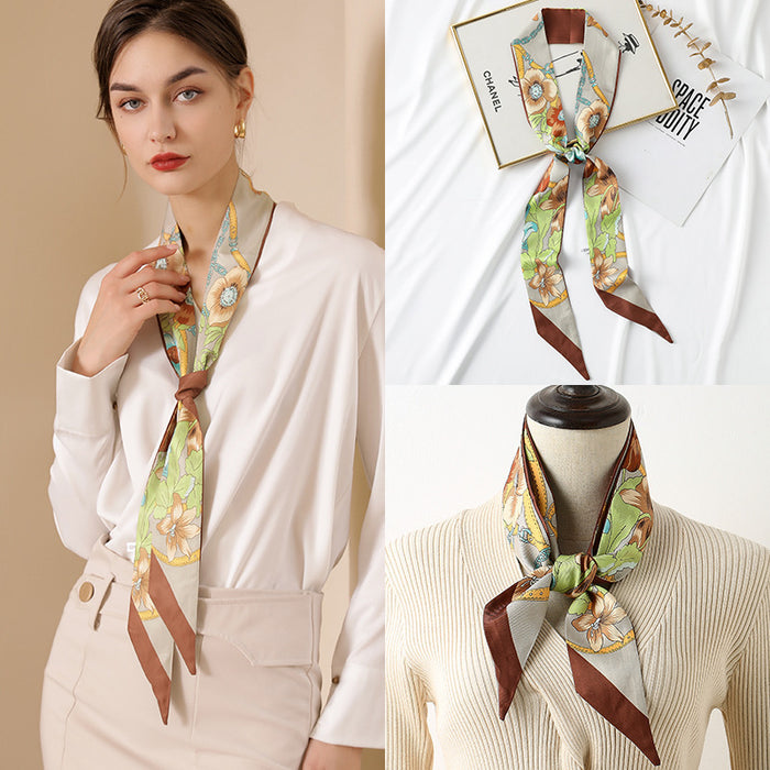 Jewelry WholesaleWholesale long silk scarf female imitation silk printing streamer MOQ≥2 JDC-SS-SYue004 Silk Scarf 丝悦 %variant_option1% %variant_option2% %variant_option3%  Factory Price JoyasDeChina Joyas De China