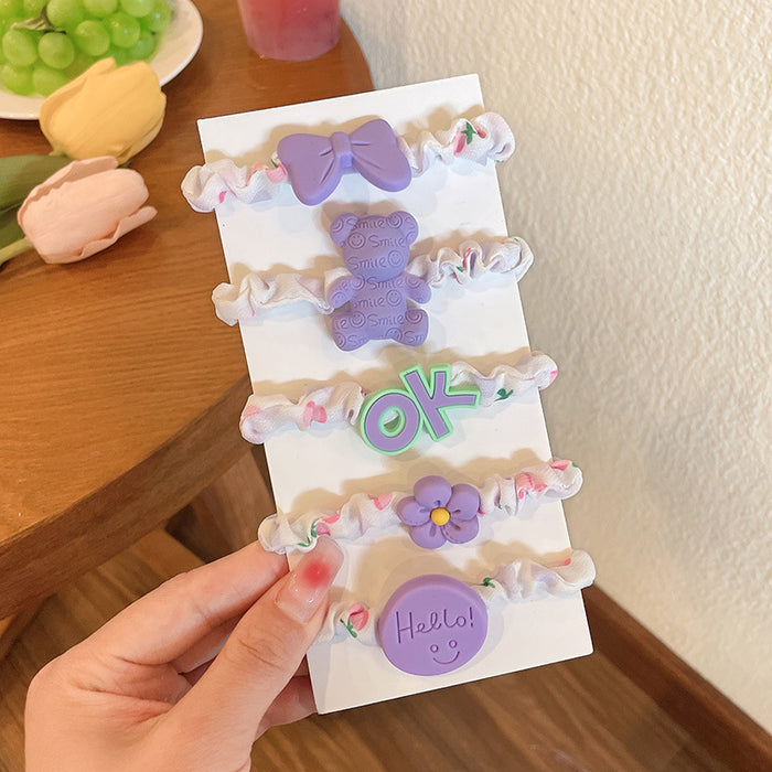 Wholesale Kids Rubber Band Acrylic Candy Color Cloth Hair Scrunchies Set JDC-HS-XiY012