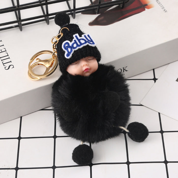 Wholesale sleeping cute doll fur ball keychain cute plush sleeping dream doll keychain MOQ≥2 JDC-KC-YXin003