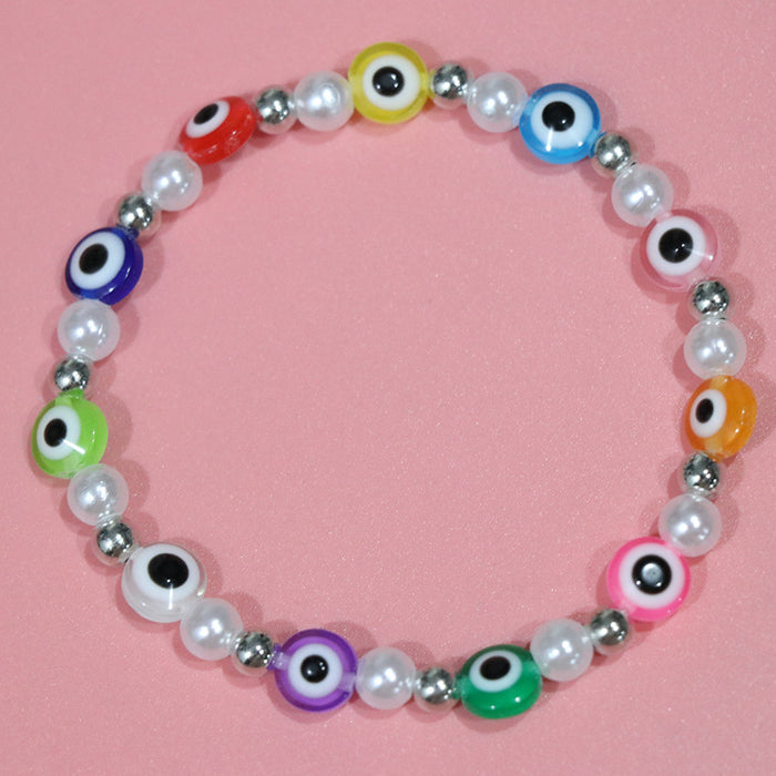 Wholesale Devil's Eye Bracelet Imitation Pearl Stretch Bracelet MOQ≥2 JDC-BT-HuoM004