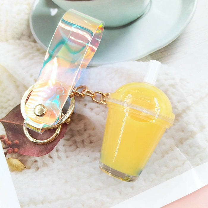 Wholesale Into Oil Pearl Milk Tea Metal Keychain MOQ≥2 JDC-KC-YChen006