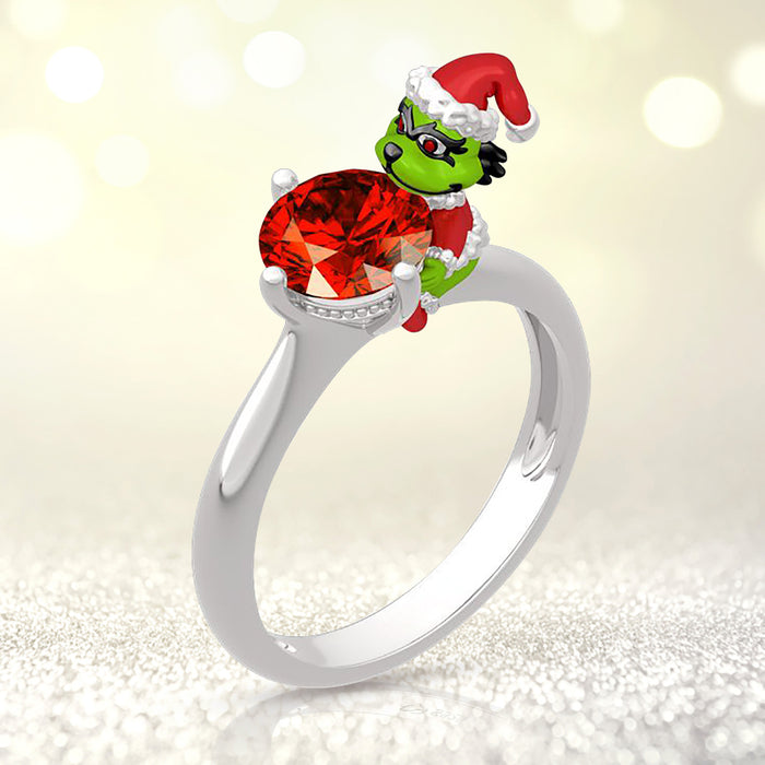 Wholesale Rings Alloy Cute Cartoon Dinosaur Christmas MOQ≥5 JDC-RS-YunM001