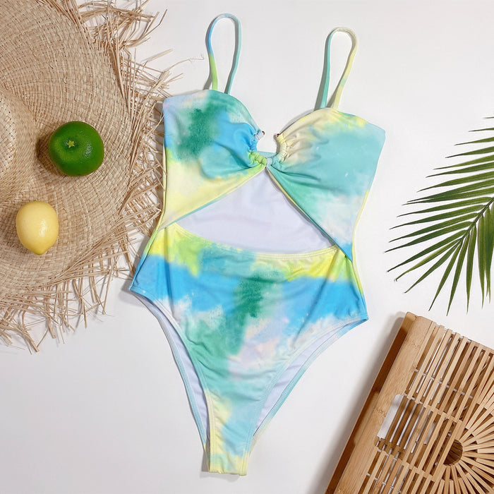 Jewelry WholesaleWholesale one-piece bandeau cutout personality one-piece tie-dye swimsuit JDC-SW-XMa010 Swimwear 轩马 %variant_option1% %variant_option2% %variant_option3%  Factory Price JoyasDeChina Joyas De China