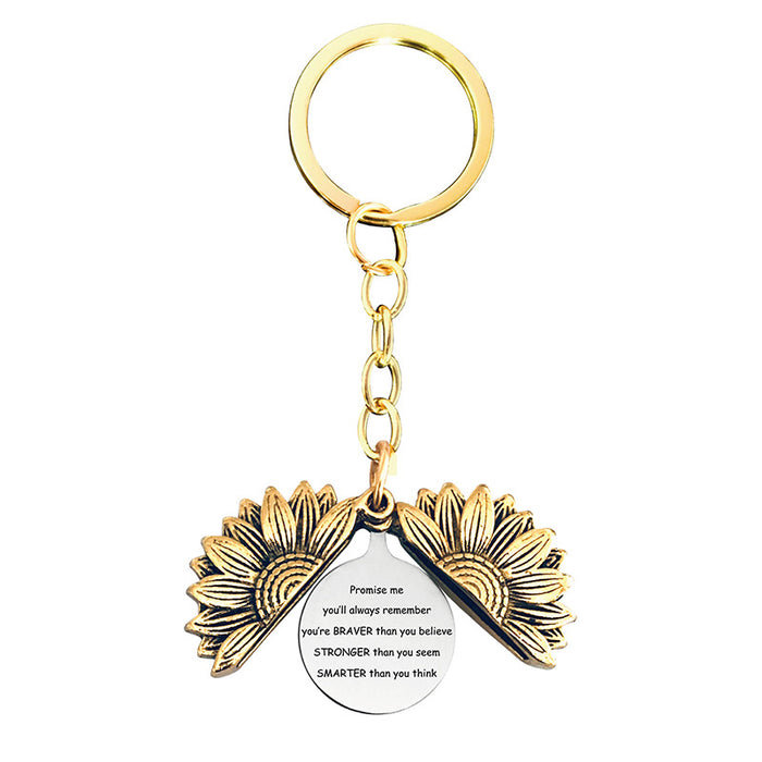 Jewelry WholesaleWholesale Sunflower Graduation Season Electroplated Metal Keychain JDC-KC-GangGu019 Keychains 钢古 %variant_option1% %variant_option2% %variant_option3%  Factory Price JoyasDeChina Joyas De China