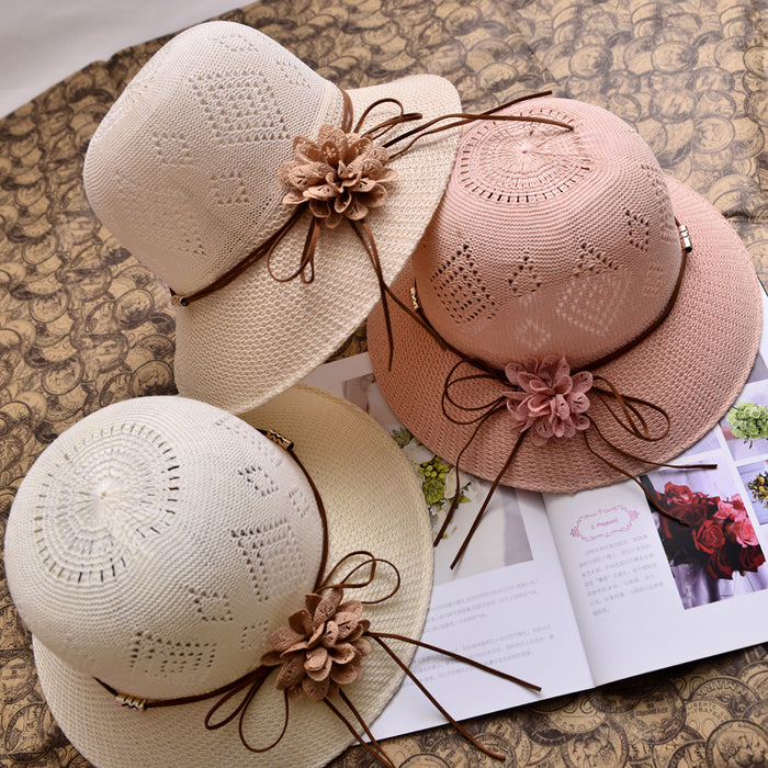 Jewelry WholesaleWholesale Summer Ladies Outdoor Shade Flower Straw Hat Chemical Fiber Beach Hat MOQ≥2 JDC-FH-FeiM001 Fashionhat 飞梦 %variant_option1% %variant_option2% %variant_option3%  Factory Price JoyasDeChina Joyas De China