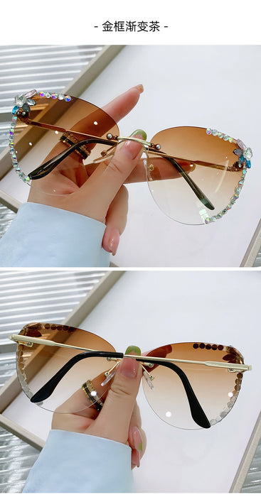 Wholesale rimless UV protection diamond rimless sunglasses JDC-SG-ZhanH004