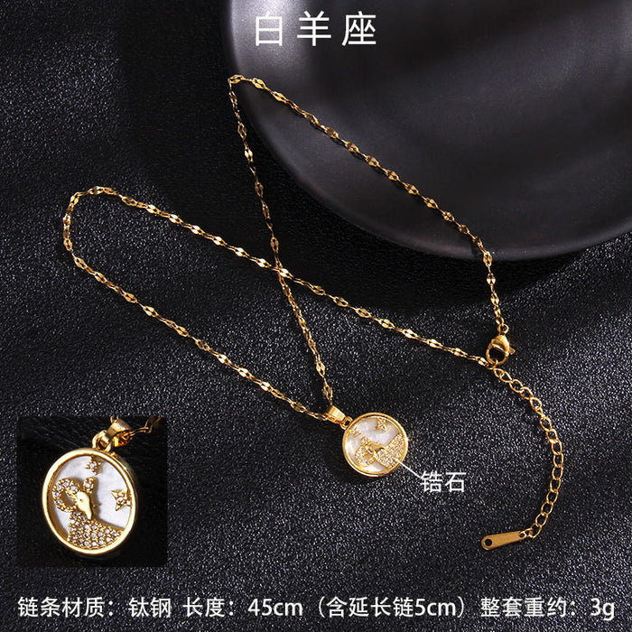 Jewelry WholesaleWholesale Twelve Constellation Gemstone Titanium Steel Necklace JDC-NE-RongS010 Necklaces 荣硕 %variant_option1% %variant_option2% %variant_option3%  Factory Price JoyasDeChina Joyas De China