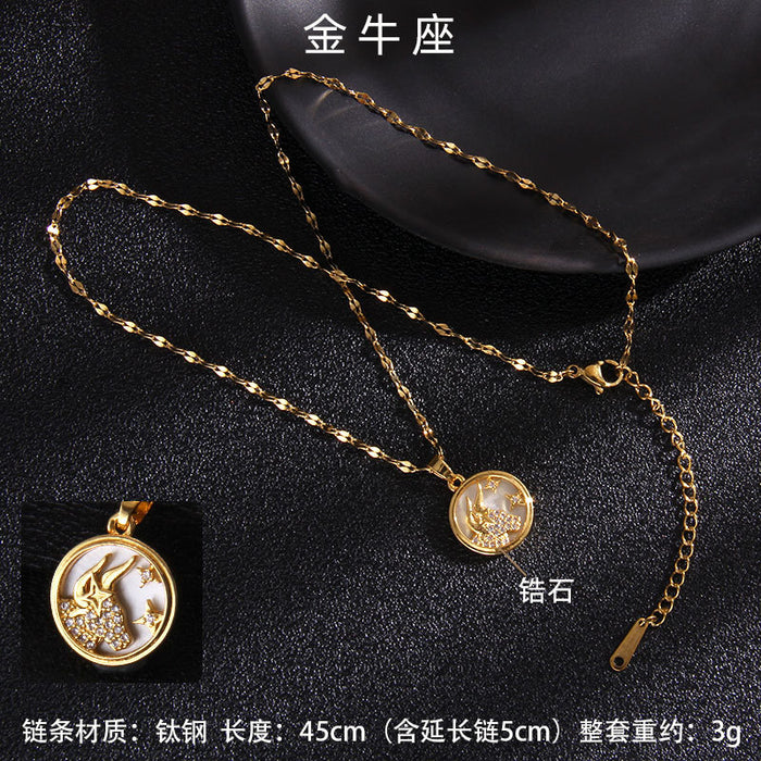 Jewelry WholesaleWholesale Twelve Constellation Gemstone Titanium Steel Necklace JDC-NE-RongS010 Necklaces 荣硕 %variant_option1% %variant_option2% %variant_option3%  Factory Price JoyasDeChina Joyas De China