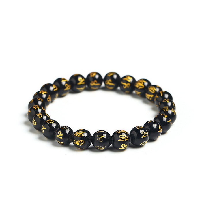 Jewelry WholesaleWholesale Black Bracelet Agate Beads Lettering Single Circle JDC-BT-JingD011 Bracelet 晶德 %variant_option1% %variant_option2% %variant_option3%  Factory Price JoyasDeChina Joyas De China