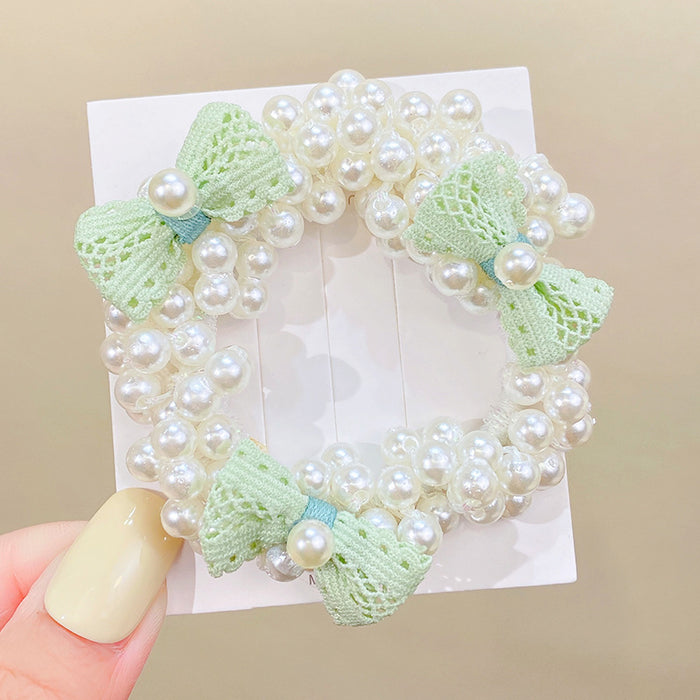 Wholesale Bow Knot Pearl Hair Ring High Elasticity Headband JDC-HS-I415