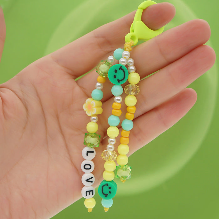 Jewelry WholesaleWholesale Boho Resin Acrylic Imitation Pearl Beaded Rainbow Smiley Keychain JDC-KC-Yuxz004 Keychains 煜星珠 %variant_option1% %variant_option2% %variant_option3%  Factory Price JoyasDeChina Joyas De China