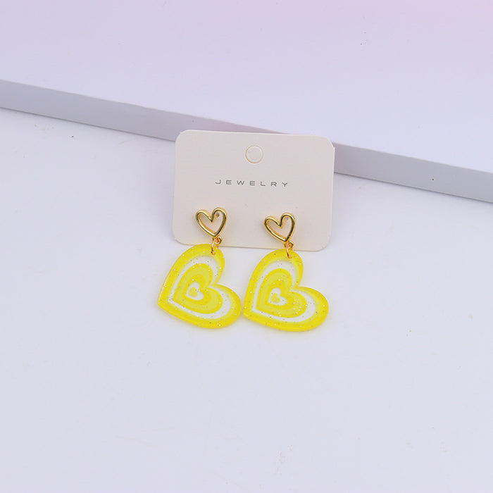 Jewelry WholesaleWholesale Fresh Green Acrylic Print Love Stitching Rainbow Earrings JDC-ES-DUAI010 Earrings 渡爱 %variant_option1% %variant_option2% %variant_option3%  Factory Price JoyasDeChina Joyas De China