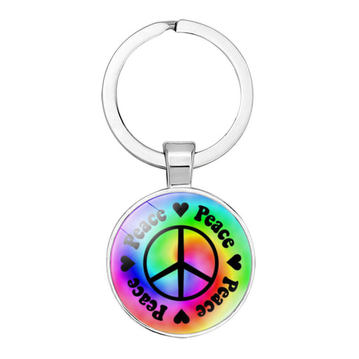 Jewelry WholesaleWholesale Peace Sign Time Gemstone Alloy Glass Keychain JDC-KC-NingX012 Keychains 柠祥 %variant_option1% %variant_option2% %variant_option3%  Factory Price JoyasDeChina Joyas De China