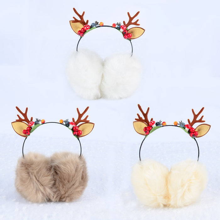 Wholesale Earmuffs Plush Warm Christmas Antler Berry JDC-EF-QingH001