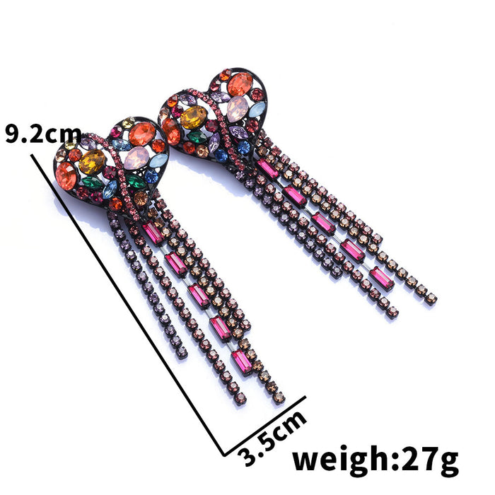 Jewelry WholesaleWholesale Long Love Tassel Rhinestone Earrings JDC-ES-QLan005 Earrings 千岚 %variant_option1% %variant_option2% %variant_option3%  Factory Price JoyasDeChina Joyas De China