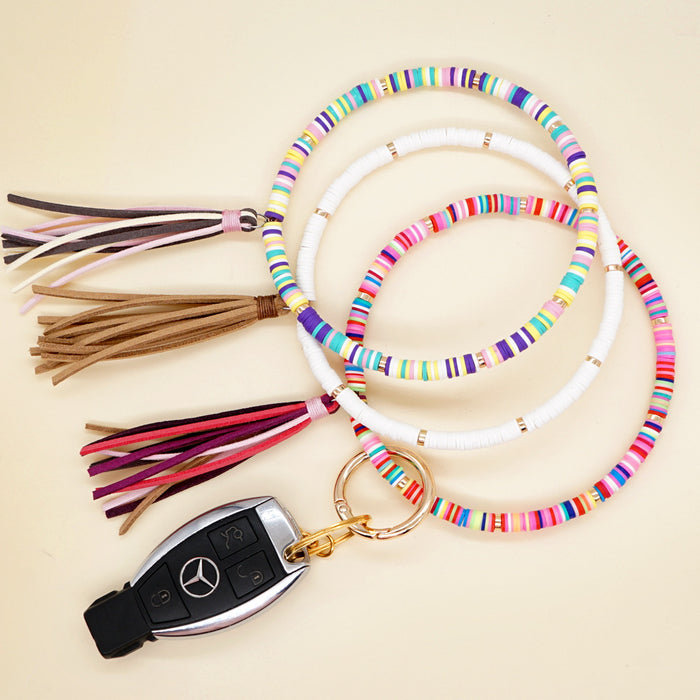 Wholesale Clay Tassel Beaded Wrist Keychain JDC-KC-YXZ001