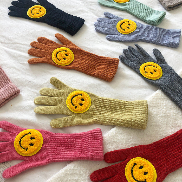 Wholesale Gloves Knitted Wool Warm Cute Smiley Touch Screen Gloves MOQ≥2 JDC-GS-MinZ003