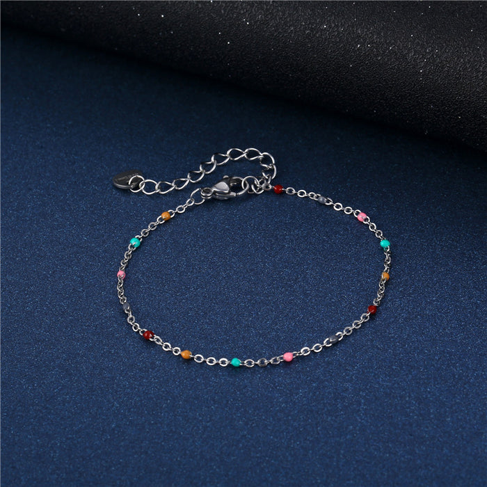 Jewelry WholesaleWholesale geometry colorful drip oil stainless steel beanie bead bracelet JDC-BT-Mingm001 Bracelet 敏萌 %variant_option1% %variant_option2% %variant_option3%  Factory Price JoyasDeChina Joyas De China