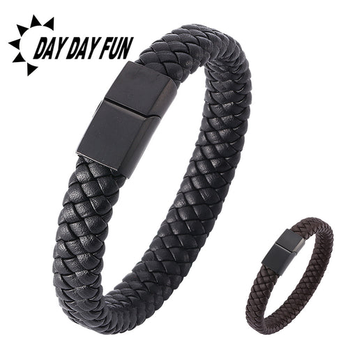 Jewelry WholesaleWholesale black leather stainless steel bracelet JDC-BT-RShen001 Bracelet 日盛 %variant_option1% %variant_option2% %variant_option3%  Factory Price JoyasDeChina Joyas De China