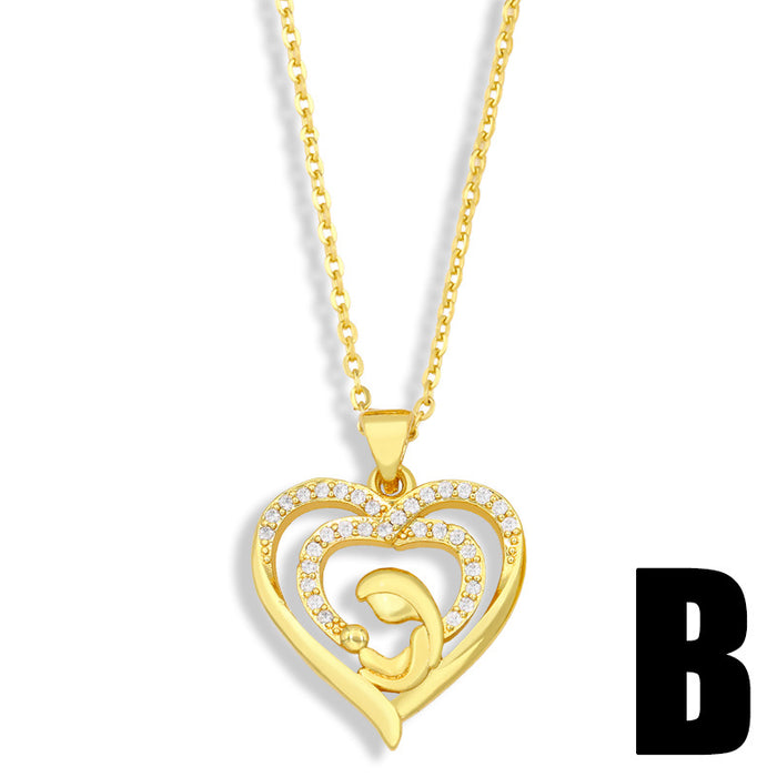 Jewelry WholesaleWholesale diamond-encrusted heart shaped Mother's Day necklace JDC-NE-AOS016 Necklaces 翱昇 %variant_option1% %variant_option2% %variant_option3%  Factory Price JoyasDeChina Joyas De China