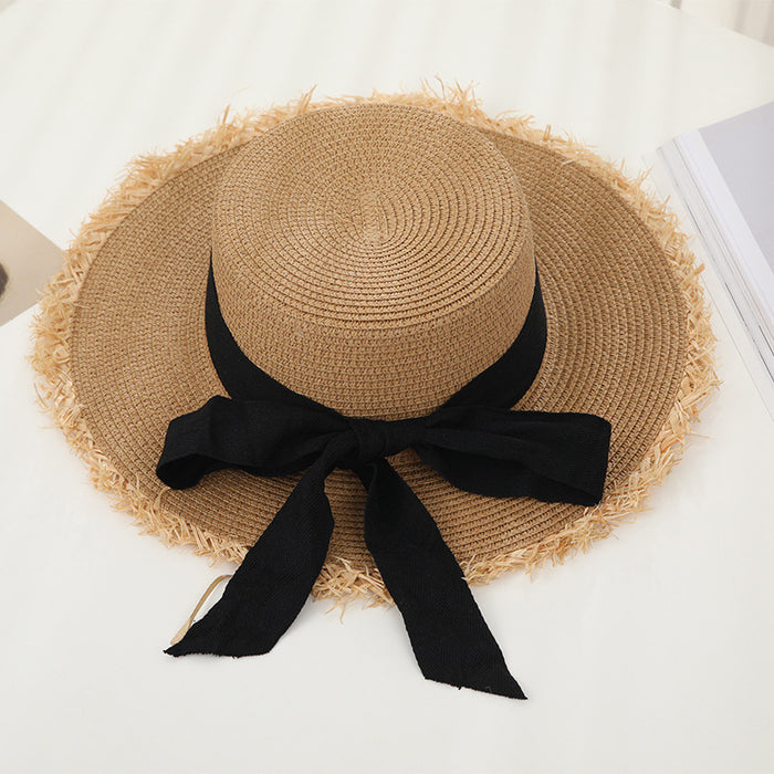 Jewelry WholesaleWholesale Summer Ladies Sunscreen Straw Hat Bow Holiday Beach Hat JDC-FH-GuoD003 Fashionhat 国冬 %variant_option1% %variant_option2% %variant_option3%  Factory Price JoyasDeChina Joyas De China