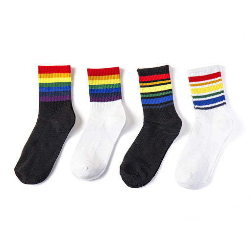 Jewelry WholesaleWholesale Fashion Striped Socks LGBT Casual Sports Tube Socks Couple Socks JDC-SK-ZuoF001 Sock 左风 %variant_option1% %variant_option2% %variant_option3%  Factory Price JoyasDeChina Joyas De China