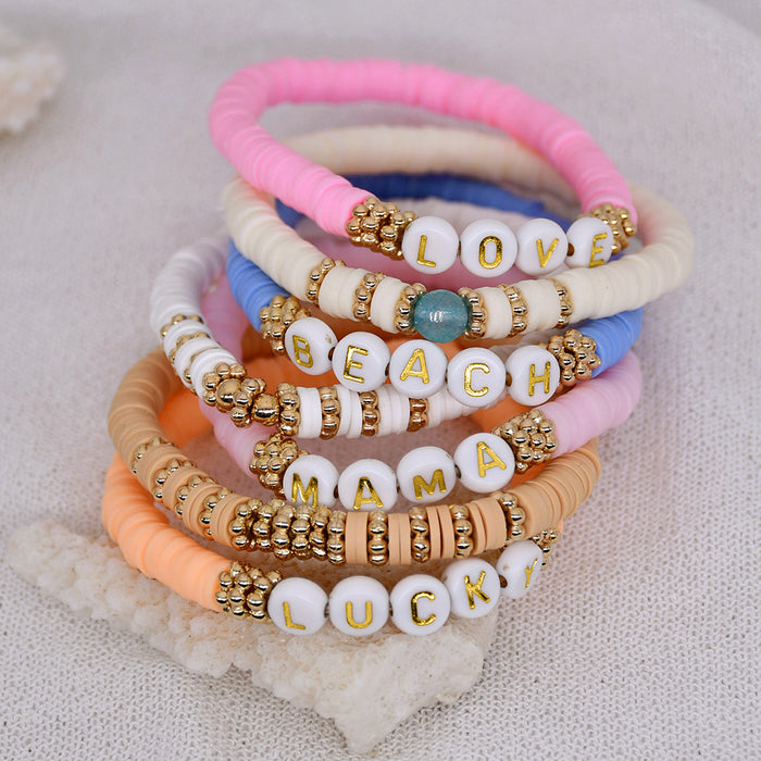 Jewelry WholesaleWholesale Bohemian wind beach letter soft pottery Bracelet JDC-BT-YF001 Bracelet 友菲 %variant_option1% %variant_option2% %variant_option3%  Factory Price JoyasDeChina Joyas De China