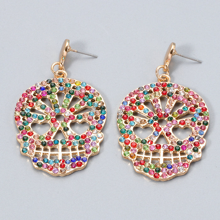 Wholesale Earrings Alloy Skull Diamond Ear Studs Halloween JDC-ES-JJ260