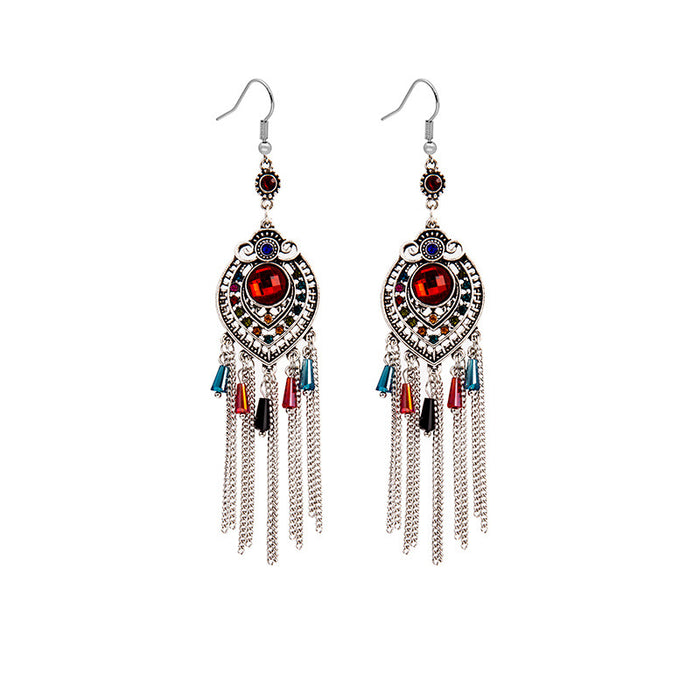 Wholesale Colorful Boho Tassel Super Fairy Crystal Earrings JDC-ES-Mdd031