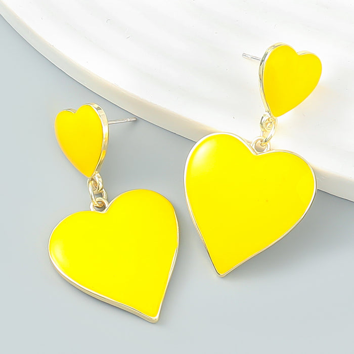 Wholesale Multilayer Heart Shaped Alloy Oil Drip Earrings JDC-ES-JL1013