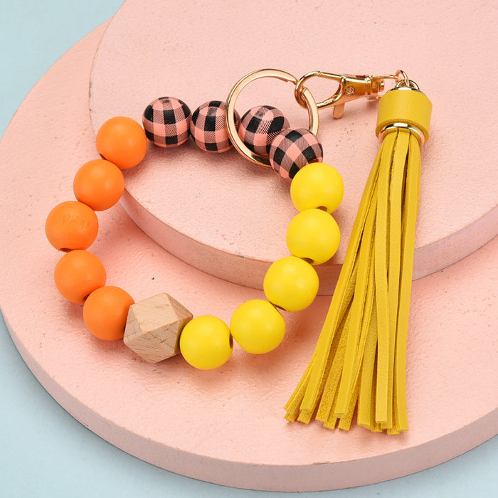 Wholesale Tassel Wood Beads Fashion Beads Bracelet Keychain JDC-KC-YPin012