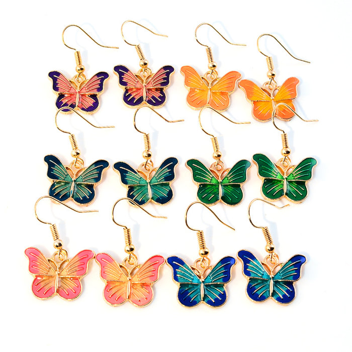 Wholesale Color Butterfly Alloy Earrings MOQ≥2 JDC-ES-Kaiwei001