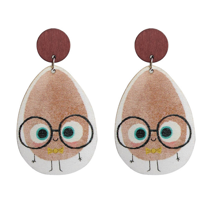 Wholesale Earrings Wooden Cute Potatoes Reading 2 Pairs JDC-ES-Heyi052