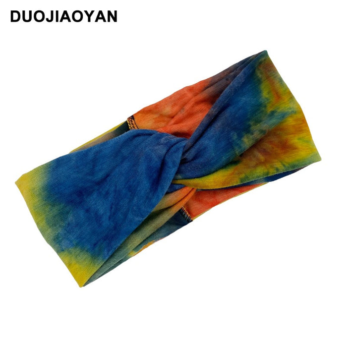 Wholesale Color Tie Dye Cross Wide Brim Fabric Hairband MOQ≥3 JDC-HD-Jiaoy010