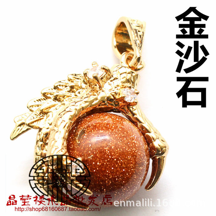 Jewelry WholesaleWholesale golden dragon claw round bead Red Striped Stone Necklace JDC-NE-Jinshe001 Necklaces 烨贝 %variant_option1% %variant_option2% %variant_option3%  Factory Price JoyasDeChina Joyas De China