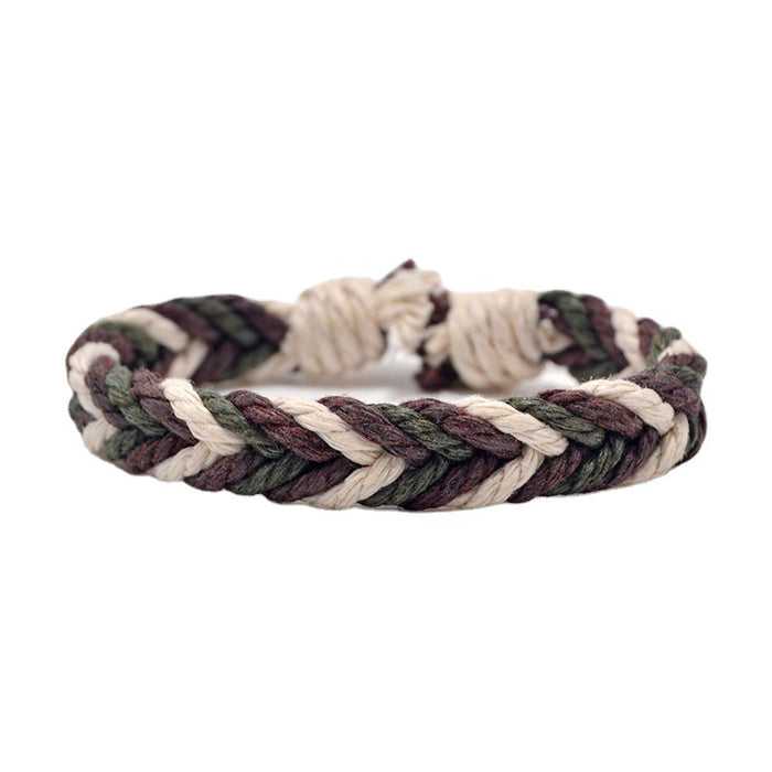 Wholesale Hand Woven Cotton Linen Chevron Bracelet MOQ≥2 JDC-BT-QianY002