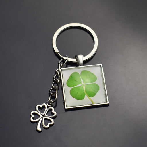 Jewelry WholesaleWholesale Clover Keychain Square Clover Pendant MOQ≥2 JDC-KC-ZaoY003 Keychains 造忆 %variant_option1% %variant_option2% %variant_option3%  Factory Price JoyasDeChina Joyas De China