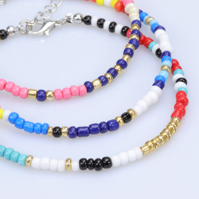 Jewelry WholesaleWholesale colorful rice beads waterproof wax thread braided anklet set JDC-AS-Yh003 Anklet 益烨 %variant_option1% %variant_option2% %variant_option3%  Factory Price JoyasDeChina Joyas De China