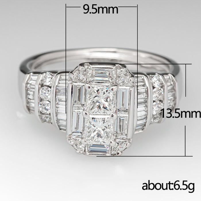 Wholesale copper peanut simple full set T-cubic zirconia ring MOQ≥2 JDC-RS-CaoS060