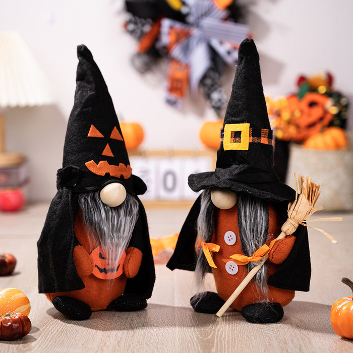 Wholesale Ornament Cloth Halloween Pumpkin Broom Point Hat Witch JDC-OS-HB001