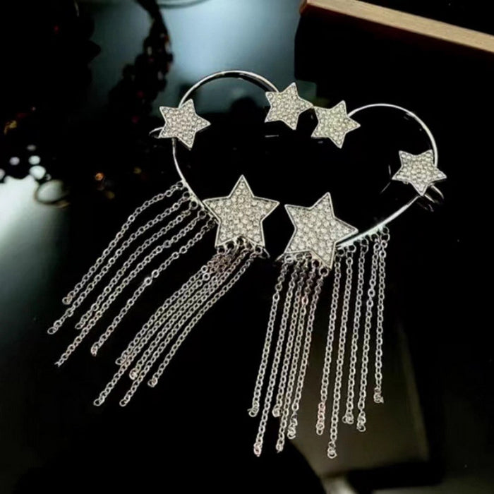 Jewelry WholesaleWholesale Pentagram Tassel Chain Alloy Ear Hook JDC-ES-Gmai005 Earrings Gmai %variant_option1% %variant_option2% %variant_option3%  Factory Price JoyasDeChina Joyas De China