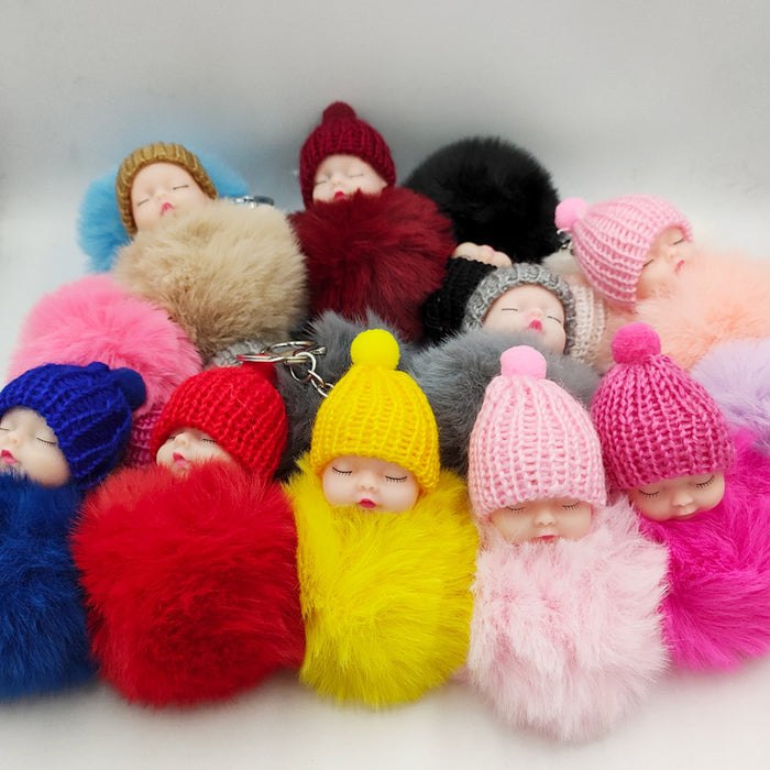 Jewelry WholesaleWholesale imitation otter rabbit hair sleep doll keychain JDC-KC-QiShi007 Keychains 奇释 %variant_option1% %variant_option2% %variant_option3%  Factory Price JoyasDeChina Joyas De China