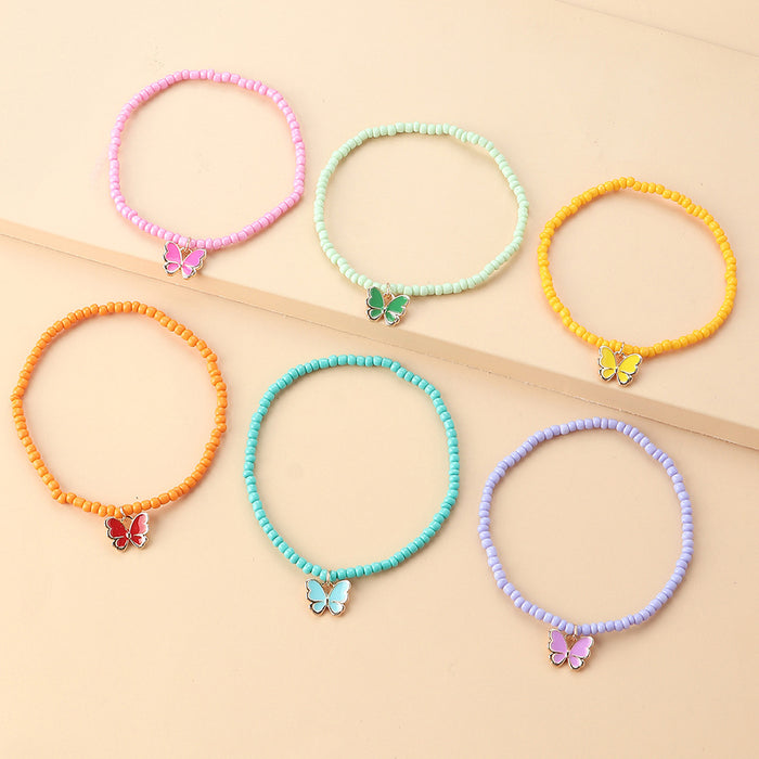 Jewelry WholesaleWholesale bohemian color rice bead drop oil butterfly bracelet six strip set JDC-BT-NZ057 Bracelet 奈珠 %variant_option1% %variant_option2% %variant_option3%  Factory Price JoyasDeChina Joyas De China